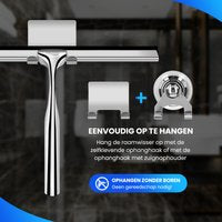 Luxe Douchewisser met Ophangsysteem - Trekker Douche - Raamwisser - Raamtrekker - RVS - Extra gratis Siliconen Strip. RVS Kleur: Zilver.