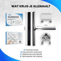 Luxe Douchewisser met Ophangsysteem - Trekker Douche - Raamwisser - Raamtrekker - RVS - Extra gratis Siliconen Strip. RVS Kleur: Zilver.