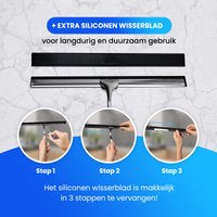 Luxe Douchewisser met Ophangsysteem - Trekker Douche - Raamwisser - Raamtrekker - RVS - Extra gratis Siliconen Strip. RVS Kleur: Zilver.